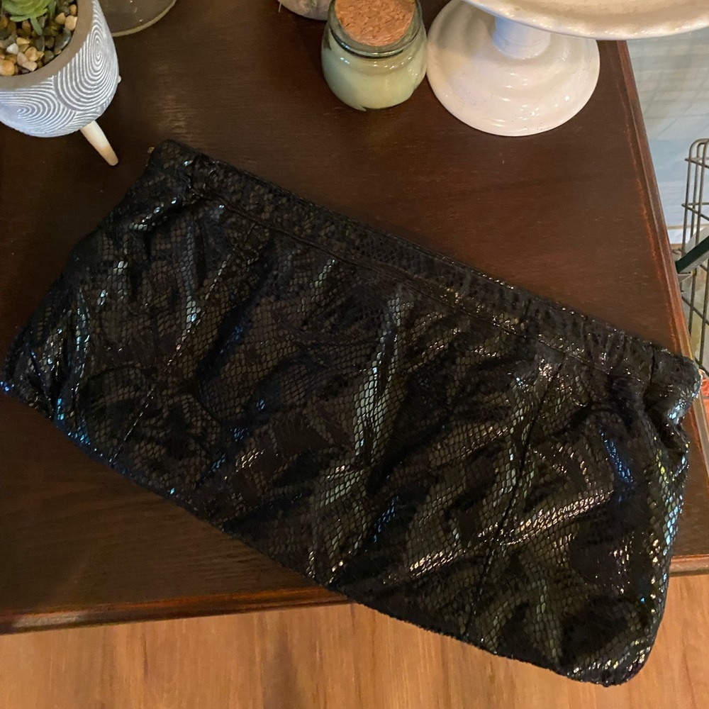 Black snake skin satchel